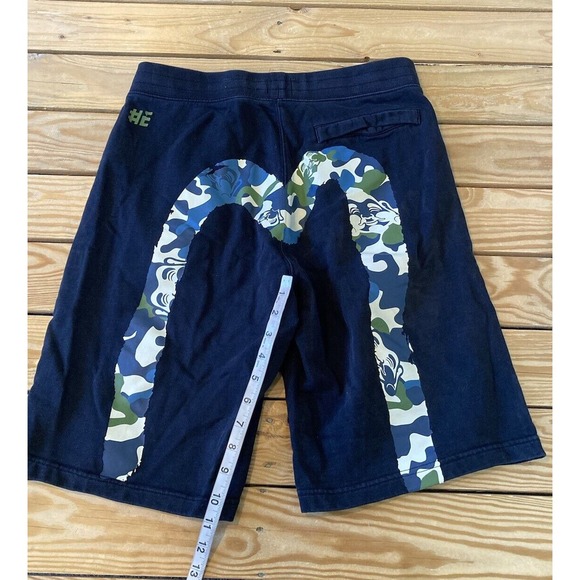 Evisu Graphic Sweat Shorts Size Small Men’s Black - Picture 9 of 12